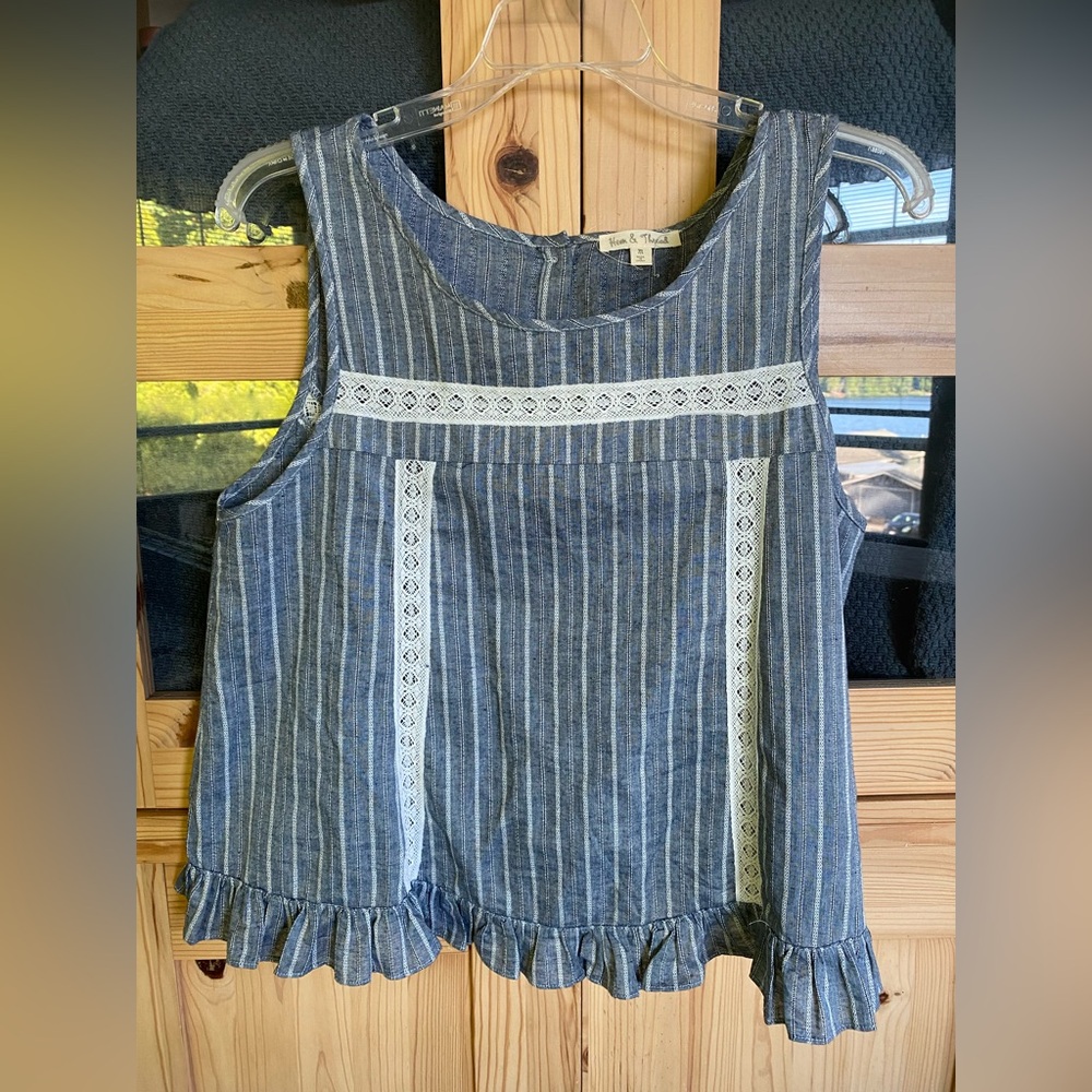Hem & Thread Denim Blue Striped Tank Top